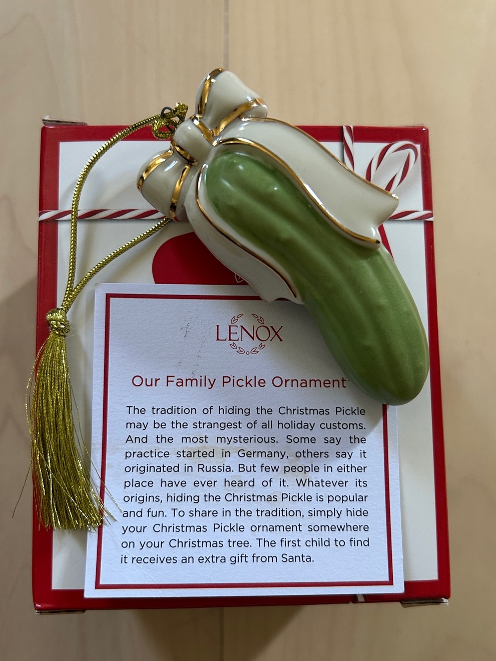 Lenox "Our Family Pickle Ornament”